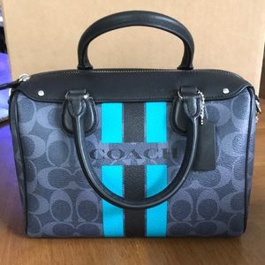 NWT Coach Varsity Stripe Mini Bennett Blue Denim